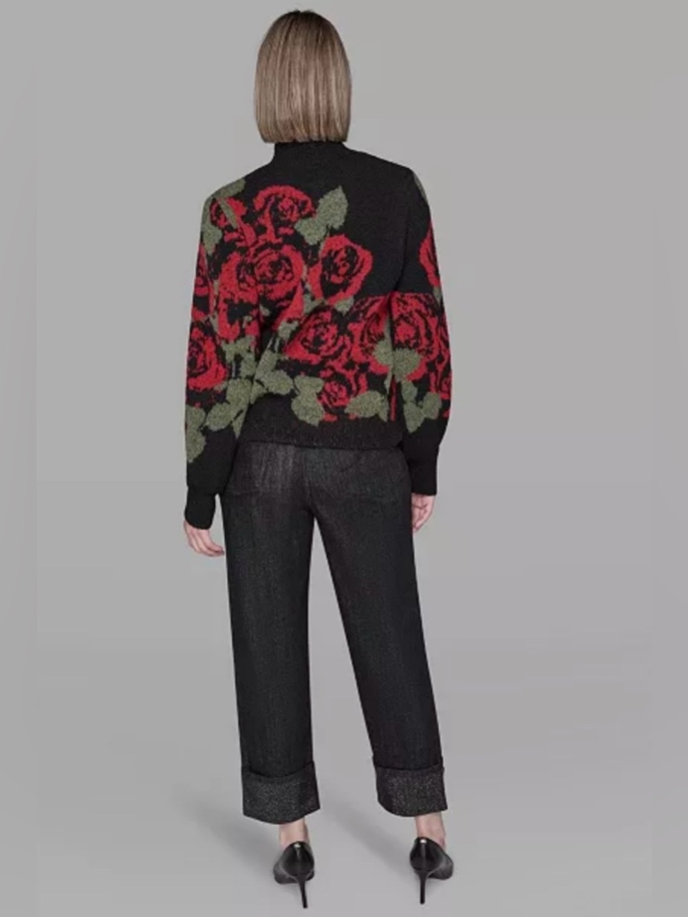 KARL LAGERFELD PARIS
Women's Mock Neck Rose Print Sweater - Picture 4 of 6